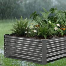 2 Pack Galvanized Raised Garden Beds, 6.67 X 3.35 X 1.51 Ft, Rectangular Metal Planter Boxes Kit Outdoor, Elevated Planting Box With Gloves, Alu-Zinc, For Growing Flowers Vegetables, Dark Gray - Bộ 2 món màu xám đậm, kích thước 80*40*19 inch. - Xem 8