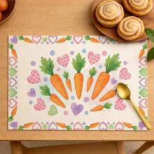 4pcs Easter Theme Placemats, Cute Rabbit Pattern With Diamond Elements And Floral Design, Suitable For Party Dining And Easter Decoration. Size: 30x45cm, Applicable For Seasonal Home Decor, Holiday Table Decor, Farmhouse Style, Washable And Durable. An Ideal Gift Choice. - Multicolor - View 8