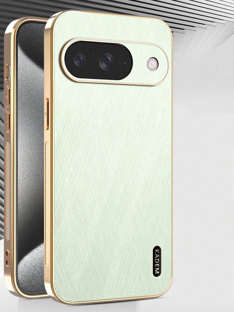 Luksusowa, galwanizowana ramka z ziarnistym wzorem, jednokolorowa, prążkowana, ochronna obudowa na telefon, kompatybilna z modelami 10 9 Pro XL 8 7 6 Pro 9A 8A 7A 6A 5G, modna, minimalistyczna, biznesowa osłona ochronna - Miętowy Zielony - Zobacz 1