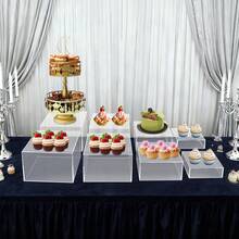 8pcs Modern Display Stands, Clear Food Risers For Buffet Table, Reusable Acrylic Pedestal Decoration For Cupcake - Transparente - Ver 1