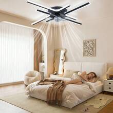 Ventilador de techo acrílico estilo rama moderno, 7 aspas de policarbonato resistentes, motor silencioso de 15 W de bajo consumo, fácil instalación, iluminación para el hogar. - Estrella - Ver 1
