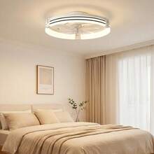 Ventilador de Techo con Luz, Acrílico Blanco en Forma de Anillo, Moderno y Silencioso para Sala y Dormitorio - Estrella - Ver 2
