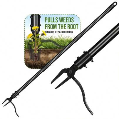 Puller, Stand Up Puller With 4-Claw Steel Head, Long Handle Remover Hand Weeder Tool Remove Root Weeds Without Bending Or Kneeling For Lawn And Garden (50 Inch)