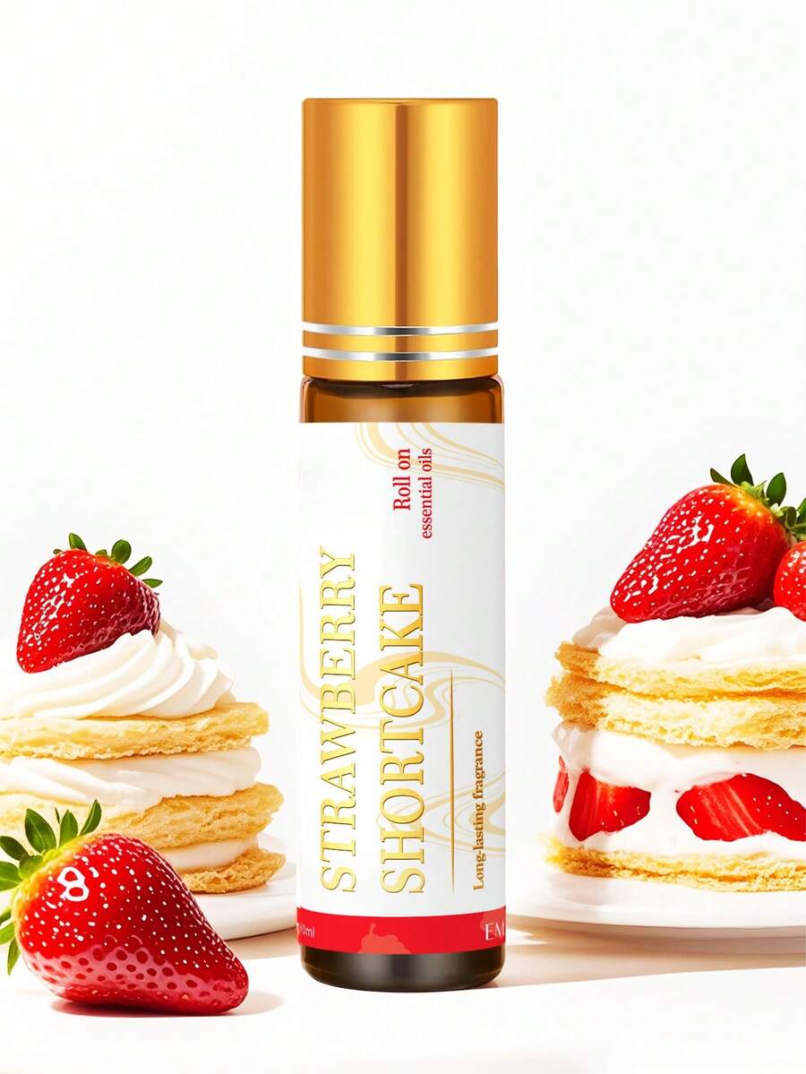 EMBRACEX. 10ml Premium StrawberryShortcake Perfume Essential Oils Roll-On Oil, Long Lasting Sweet Creamy Dessert Scent, Mini Portable, Oil For Massage, Body & Skin Care, Diffuser, Humidifier, DIY Candles & Home, Ideal Birthday & Best Friend Gifts Women - 草莓脆饼 - 查看 1
