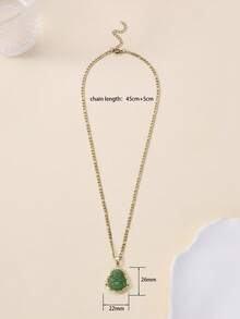 1pc 14K Gold Plated Buddha Pendant Necklace, Unisex - Buddha - View 7