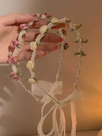 2026 New Year Red Rose Headband, Wedding Engagement Bridal Hair Hoop, New Style Banquet Dress Hair Accessory For Women