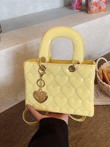 Dedoo 2025新款时尚奢华女士手提包，钻石刺绣托特包，单肩斜挎包，适合春夏旅行、校园生活、日常通勤、圣诞礼物、派对、婚礼等场合。 - 黃色 - 查看 4