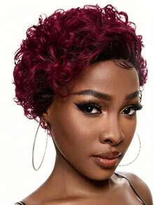 6inch Pixie Cut Wig Human Hair 13x1 Lace Frontal Wigs Human Hair Short Wig - S1/Red - View 3