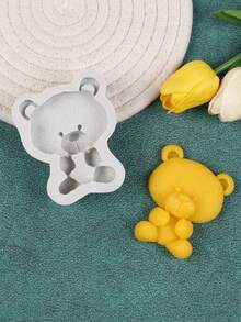 1pc Cute Teddy Bear Handmade Clay Mold, DIY Plaster Aromatherapy Silicone Mold - Grey - View 10
