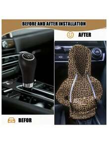 1pc Creative Leopard Print Car Gear Shift Knob Cover, Mini Sweatshirt Gear Shift Protector, Anti-Sweat - A - View 5