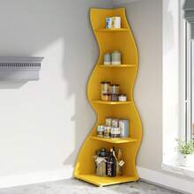LITTLE TREE LITTLE  TREE Corner Shelf, Modern 5-Tier Wall Corner Bookshelf, Stylish Corner Small Bookcase Storage Rack Plant Stand With Unique Shape For Living Room, Home Office,1PCS - Yellow - View 7