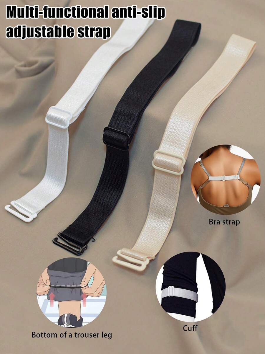 6 piezas de correas elásticas ajustables y antideslizantes multifuncionales, adecuadas para tirantes de sujetador, puños de mangas, perneras de pantalones y talla grande - Multicolor - Ver 1