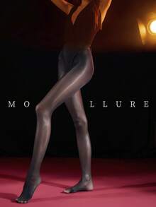 A Pair Of Women's Black Oiled Shiny Silk Stockings And Pantyhose, Fashionable And Sexy Women's Thin Tight Fitting Horse Oil Tights - Black - View 4