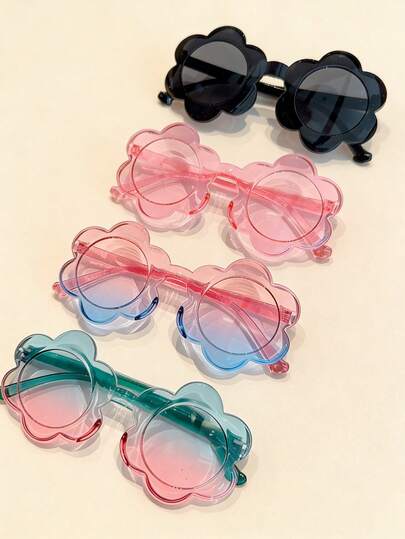 2 Pairs Cute Floral Rimmed Round Glasses, Suitable For Outings, Parties Or Fun Pranks