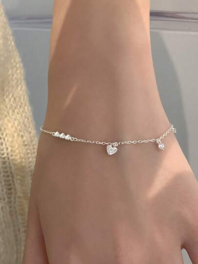 1pc Minimalist Chic Heart-Shaped Bracelet, Unique Design Fashionable Personalized Accessory For Women