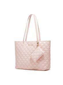 新款欧美风女士手提包、单肩包、托特包，简约时尚 - 粉色 - 查看 2