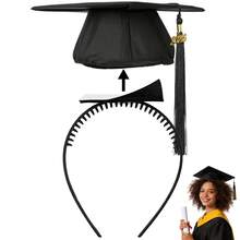 GIURKUU 1/2pcs Super Strong Graduation Cap Headband, Black Headband With Hook And Loop Felt, Suitable For Fixing Graduation Cap Accessories, Perfect Graduation Gift For Graduates - Black Headband - View 2