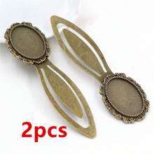 2pcs Craft Bookmark Blank Base Tray Bezel Fits 18x25mm Oval Cabochons DIY Jewelry Making Accessories Findings - Bookmark Base - View 26