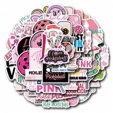 61PCS Pink Pickleball Stickers High Quality Stickers Decals Scrapbook,Journaling,Laptop,Bumper,Skateboard,Water Bottles,Computer,Phone Stickers Can Bring A Lot Of Fun To Your Life,The Perfect Gift For Adults - Multicolor - View 8