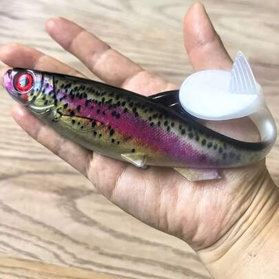 1 szt. 24 g realistyczna miękka przynęta wędkarska z trójwymiarowymi rybimi oczami, elastyczna i trwała konstrukcja, odpowiednia do połowów morskich, połowów z łodzi, połowów z brzegu, trollingu, idealny wybór dla entuzjastów wędkarstwa, najlepszy prezent dla mężczyzn