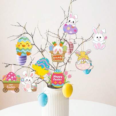 10pcs Happy Easter Bunny Party Hanging Decorations