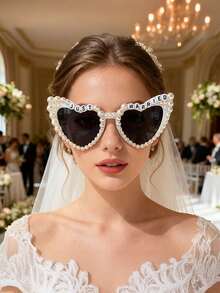 Gafas de boda compatibles para novia y novio con tinte - Montura de imitación, serie especial europea para boda, fiesta de boda, accesorios fotográficos, despedida de soltera - Gafas de disfraz románticas - Ver 5