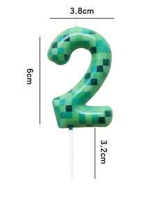 Minecraft 1支我的世界主题数字0-9生日蜡烛，创意派对绿色印花蜡烛 - 彩色 - 查看 4