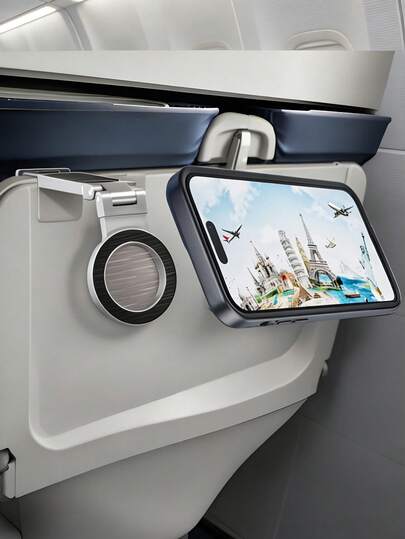 2pcs Airplane Phone Holder,Travel Magnetic Phone Holder, Magnetic Phone Holder, Abs Material, Magsafe Portable Clip Rotatable Foldable, Universal Phone Stand 360 Degree Rotation, Desktop Foldable Bracket,Suitable For Air Travel, Desktop Office, Car Travel, Kitchen/Bathroom, Fitness/Sports.
