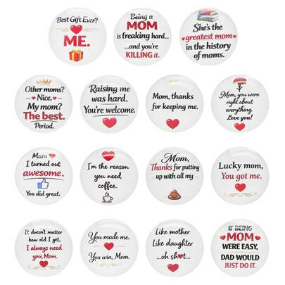 母亲节礼物，13片DIY玻璃宝石贴纸，混合图案，无背胶，项链和钥匙扣配件