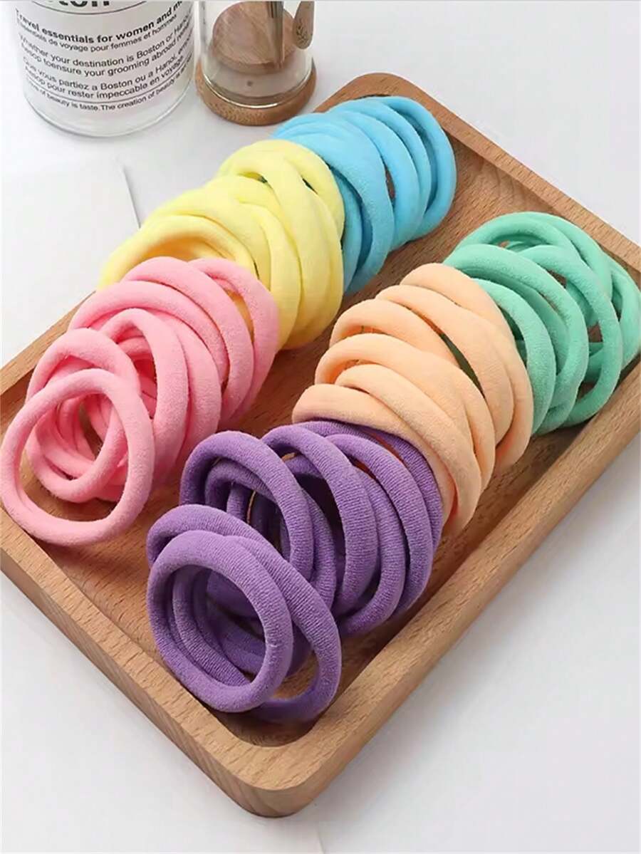 200/100/50/20pcs Set Women Simple Solid Color Hair Ties, High Elastic Hair Bands For Daily Wear Ponytail Holders Hair Rubber Bands Scrunchies Hair Rope Elastic Hair Tie - Multicolor - View 1