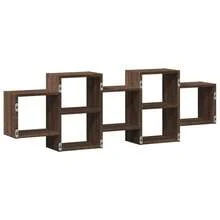 vidaXL Wandregal Dunkle Eiche 129x18x42cm Holzwerkstoff, Schweberegal, schwebendes Regal, Regal, Wandboard, Regal schwebend, Regal hängend - Dunkle Eiche - Übersicht 5