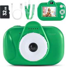 Kids Camera Christmas Birthday Gifts, 1080P HD Toddler Boys Video Selfie Camera With 32G SD Card, Green - ColorG - View 1