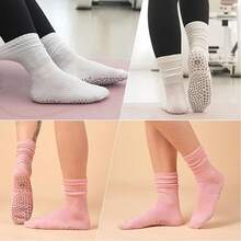 4双装女士普拉提瑜伽袜，带防滑点，圆领款式，适合健身、芭蕾、舞蹈、医院及其他场合 - 彩色 - 查看 5