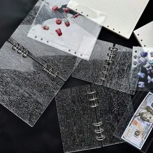 A5/A6/A7 亚克力树皮纹理透明活页夹、透明贴纸簿、印台、DIY封口贴、照片收纳袋、相册、预算计划本、日记本、笔记本、办公用品、返校用品 - 套裝 - 查看 4