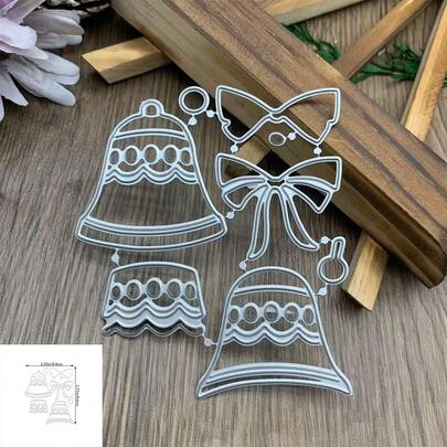 Beautiful Christmas Bell Metal Cutting Dies For Card Making Kits, Embossing Paper Die Cutting Scrapbooking Template Storage Pockets Supplies