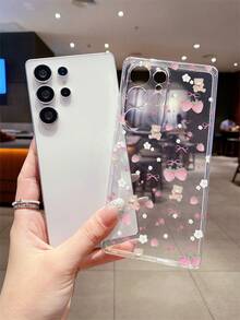 1pc Fashionable Cartoon Bow, Bear, Flower, Strawberry Pattern Transparent Soft TPU Shockproof Anti-Scratch Anti-Fingerprint Phone Case, Camera Lens Protection Compatible With Samsung, Nothing, Pixel, - Multicolor - View 3