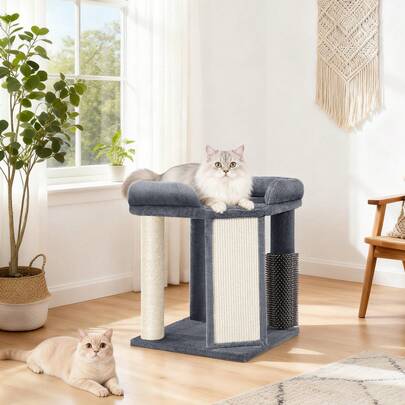 Hzuaneri Cat Tree For Indoor Cats, 48 Cm Cats Tower With Cat Scratching Post, Large Pentagonal Top Platform, One-Piece Scratching Board, Grooming Post