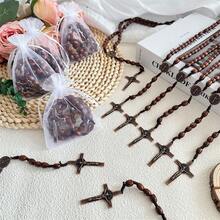 Bộ 4 chiếc vòng cổ thánh giá Thánh Benedict kỷ niệm lễ rửa tội, chuỗi hạt Mân Côi bằng gỗ thủ công, thánh giá cầu nguyện Công giáo, quà tặng Kitô giáo, chuỗi hạt Mân Côi bỏ túi bằng gỗ với thánh giá cầu nguyện Kitô giáo. - Đầy màu sắc - Xem 2