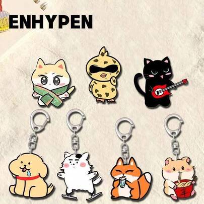 EN/HYPEN Keychain, JAKE, NIKI, SUNGHOON Cute Childhood Acrylic Keychains, Backpack Charms, Bag Pendants, Korean Boyband Fan Merchandise, Gift For Fans, Creative Gift, Birthday/Holiday Gift