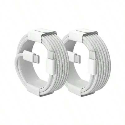 2 Pcs This USB-C To Type-C Data Cable Supports 60W Fast Charging.It Features A High-Density Nylon Braided Design And Comes In Three Lengths (1/2/3 Meters) Suitable For Indoor,In-Car,And Outdoor Use.The Cable Is Compatible With IPhone 17/16/15 Series,,,AndSamsung S25/524 Devices.