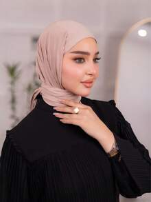 1pc Instant Triangle Hijab, All-In-One Tie-Up Design, Quick Wrap Without Slipping, No Undercap Or Folding Needed, Suitable For Daily Wear, Prayer, And Outings - Triangular Instant Hijab - View 3