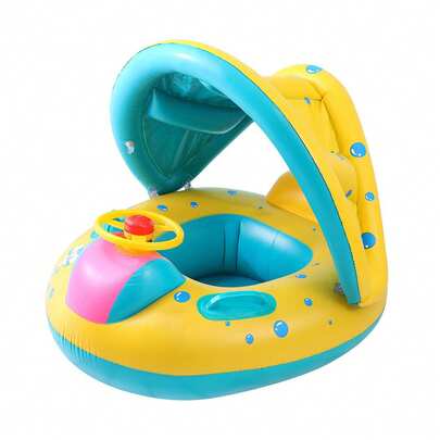 Kids Swimming Ring, Kids Car Shaped Swimming Ring, Kids Swimming Accessories With Detachable Sunshade, Inflatable Buoyancy Swimming Aids For Children