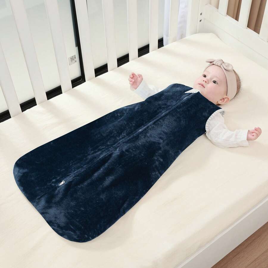 1,5 TOG Flanell Baby Schlafsack, warme Säuglingsdecke zum Anziehen, geeignet für alle Jahreszeiten - Marineblau - Übersicht 1