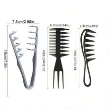 3pcs Men's Hair Brush Set - Soft Texture Wide-Tooth Comb, Volumizing Brush, Thick Double-Tooth Brush, Plastic Material Root Booster Brush Combo - Multicolor - View 11
