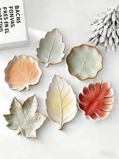 天然叶纹硅胶模具，香薰蜡烛石膏装饰托盘DIY模具，复古叶形托盘硅胶模具，适用于手工树脂、石膏、蜡烛、家居装饰，适合办公桌、卧室、玄关装饰，节日和派对礼品