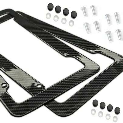 Nuevo marco Universal para matrícula, 30x15CM, 1/2 Uds., patrón de carbono, soporte de marco para matrícula de plástico con Kits de tornillos estándar