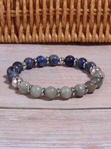 Men's Strength Bracelet- 8mm Natural Sodalite & Labradorite Calming Bracelet, Balance, Confidence, Healing Meditation Yoga Spiritual Jewelry Gift - Multicolor - View 7