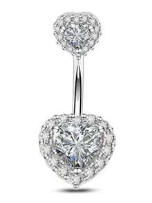 一款性感优雅的肚脐钉，钛钢材质，甜美酷炫，心形设计，闪耀钻石，14GA 316L不锈钢材质，镶嵌锆石和水晶，双心形肚脐环。 - 彩色 - 查看 12