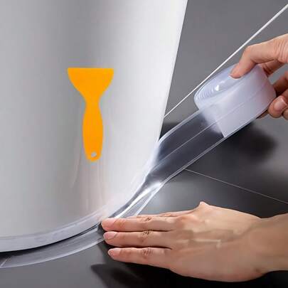 透明硅胶厨房浴室密封胶带套装（含工具） - 自粘防水防霉缝隙填充条，适用于台面、炉灶、水槽 - 多用途透明密封条