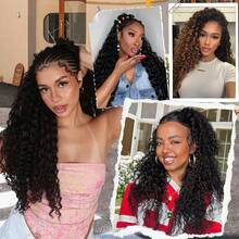 Human Crochet Hair For Deep Wave Crochet Blend Human Hair Bundles 18 Inch 55g Pre-Separated Feather Crochet Human Hair Deep Wavy Invisible Crochet Hair Extensions 50 Strands Natural Black - SNatural - View 8